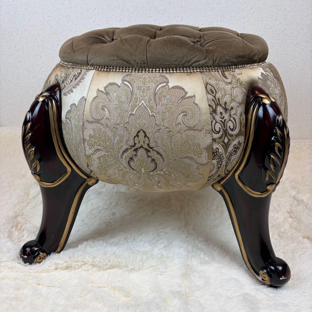 送料無料 アンティーク調チェア フットスツール 椅子 オットマン 猫脚 猫足