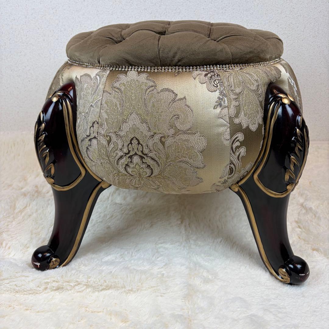 送料無料 アンティーク調チェア フットスツール 椅子 オットマン 猫脚 猫足