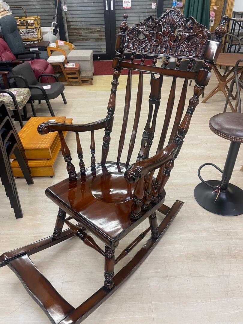 マホガニー　ロッキングチェア　無垢材　天然木　揺れるイス　揺れる椅子　木製