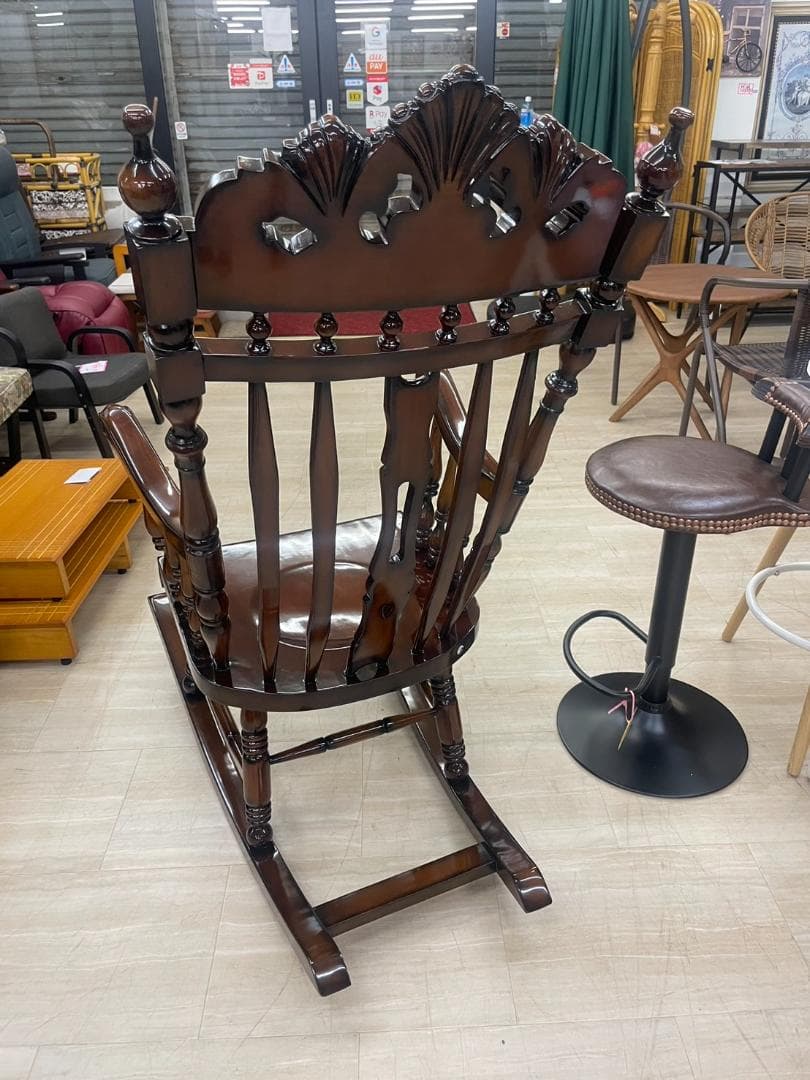 マホガニー　ロッキングチェア　無垢材　天然木　揺れるイス　揺れる椅子　木製