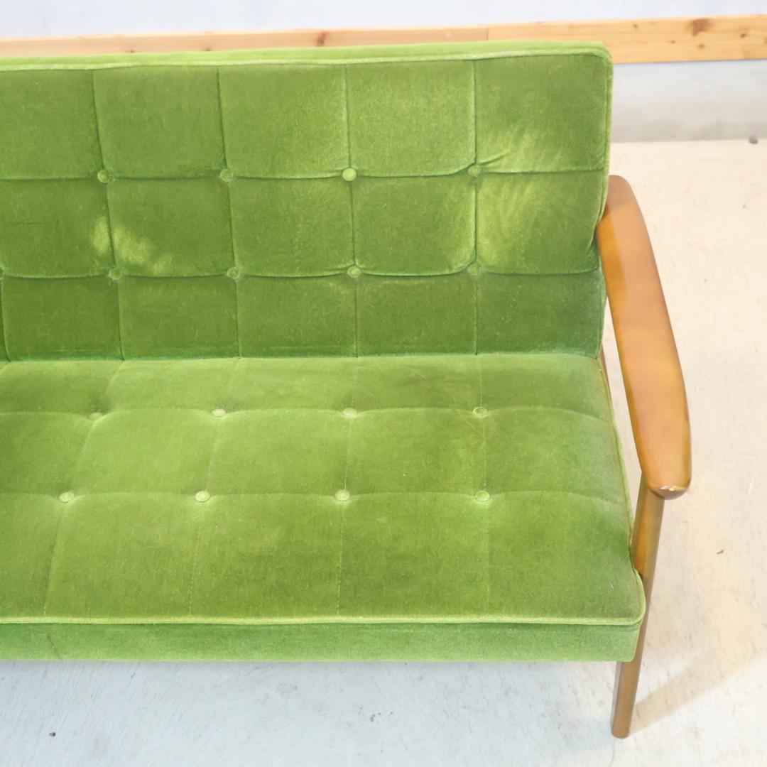 Karimoku カリモク60 モケットグリーン Kチェアー 2人掛けソファー