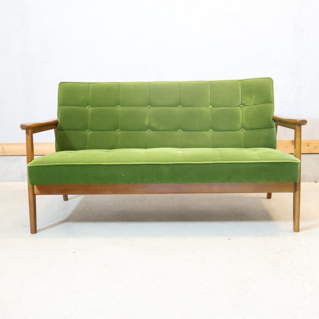 Karimoku カリモク60 モケットグリーン Kチェアー 2人掛けソファー