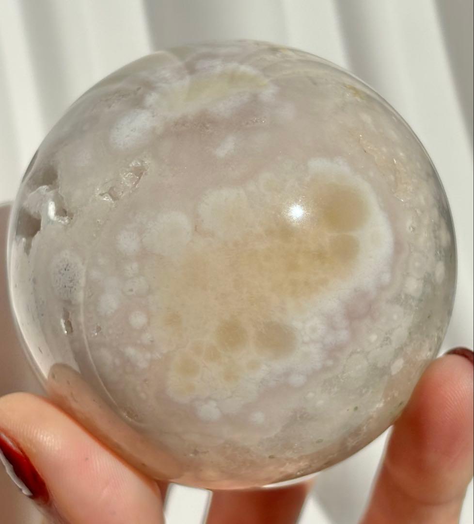 《高品質ピンクアメジスト×レースアゲート》点描クローライトの希少スフィア
