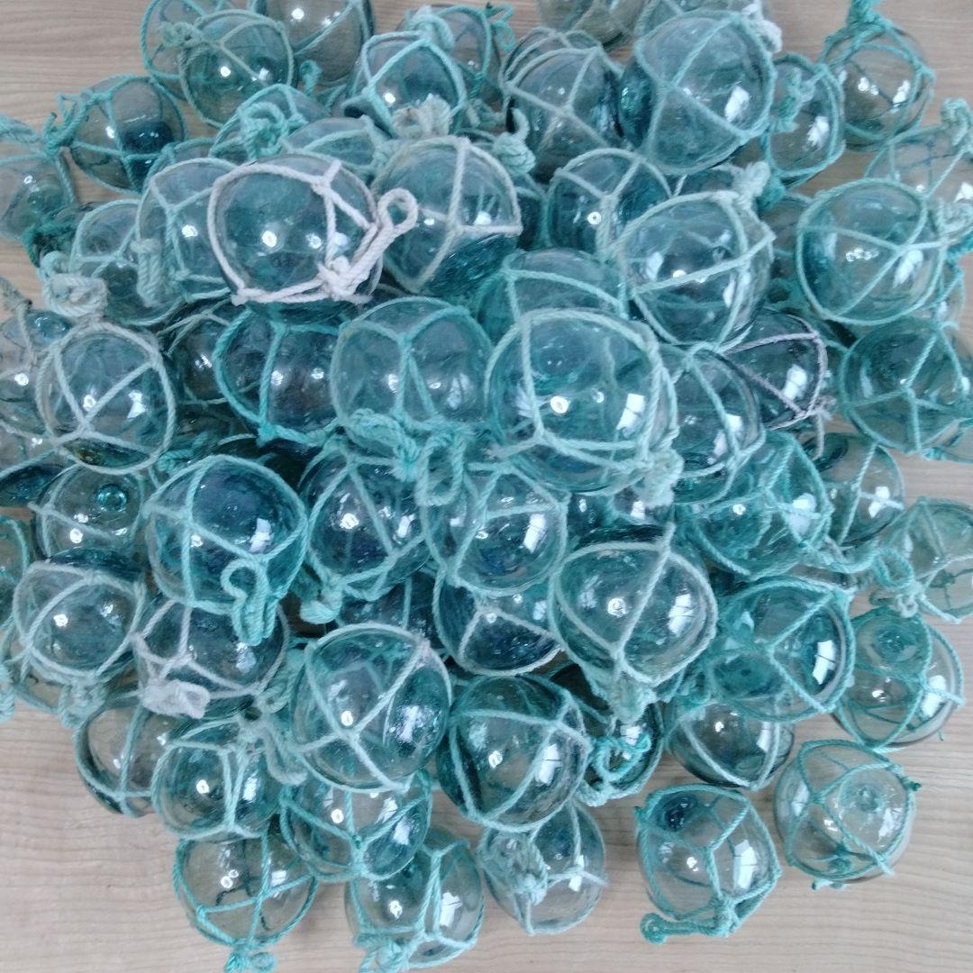 ガラス浮き球　浮き玉　ガラス玉　１００個セット　網紐付き