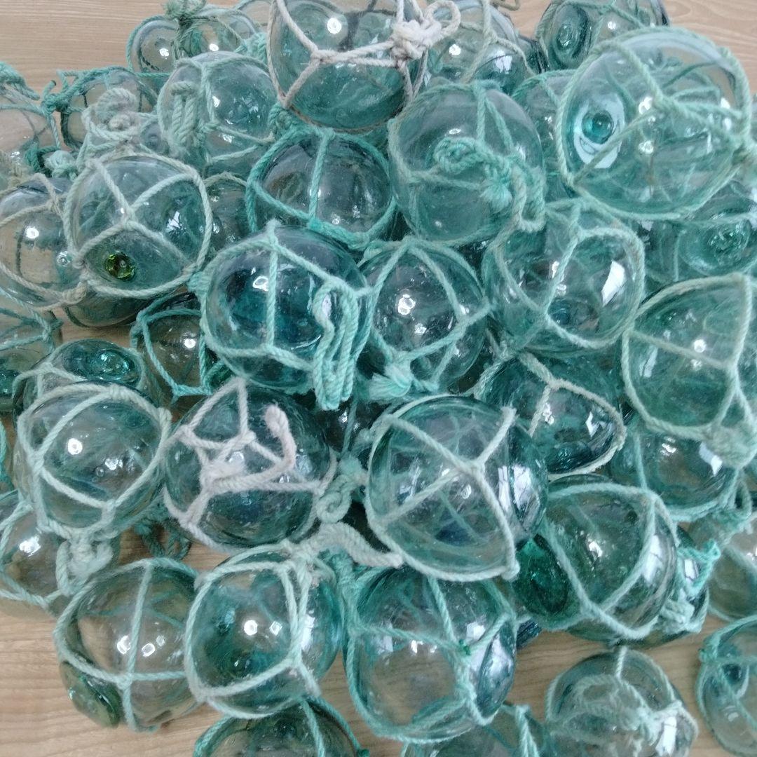 ガラス浮き球　浮き玉　ガラス玉　１００個セット　網紐付き