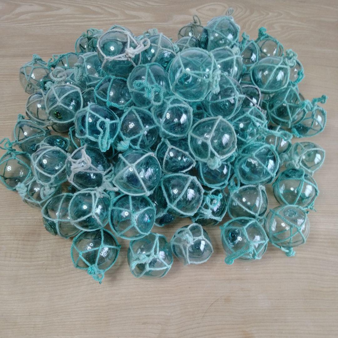 ガラス浮き球　浮き玉　ガラス玉　１００個セット　網紐付き