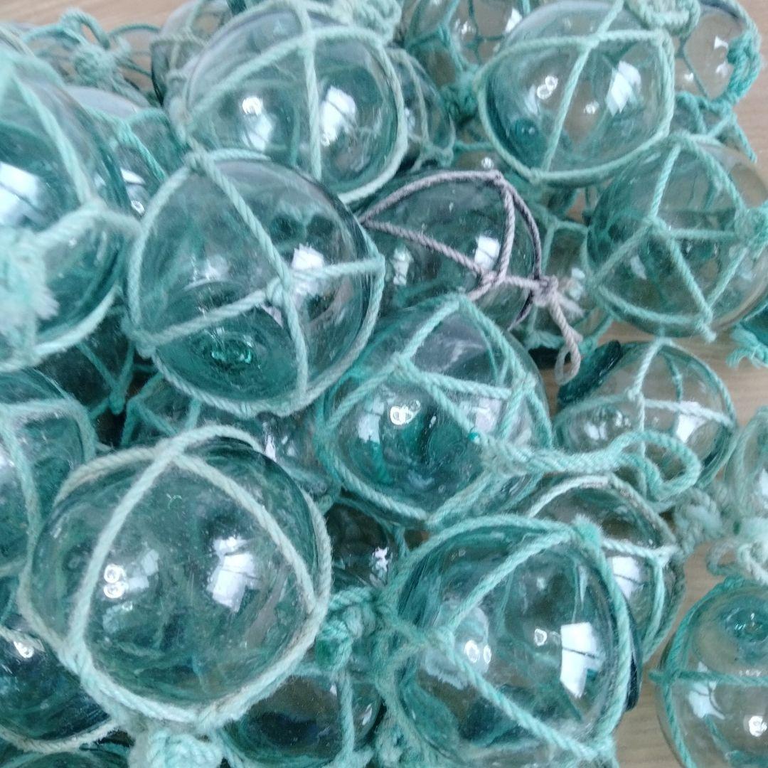 ガラス浮き球　浮き玉　ガラス玉　１００個セット　網紐付き