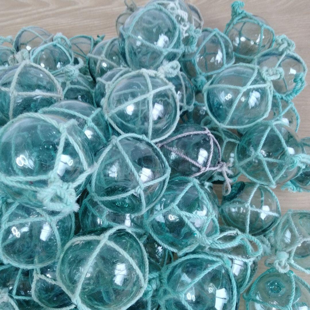 ガラス浮き球　浮き玉　ガラス玉　１００個セット　網紐付き