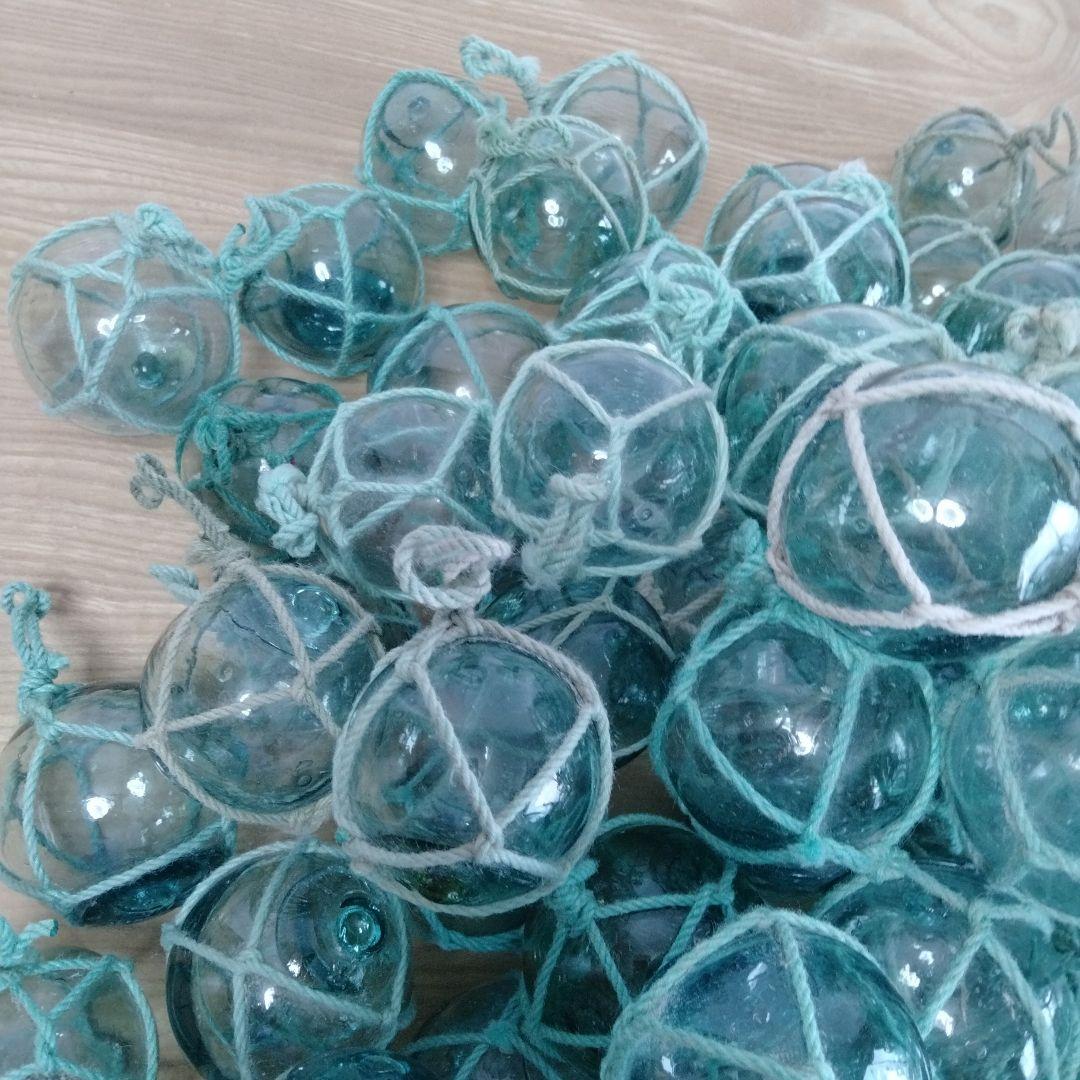 ガラス浮き球　浮き玉　ガラス玉　１００個セット　網紐付き