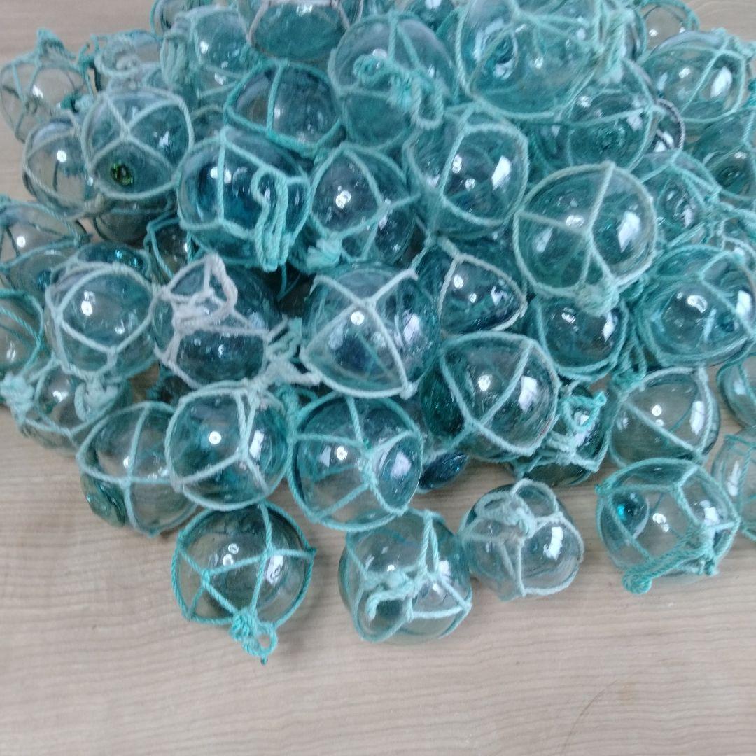 ガラス浮き球　浮き玉　ガラス玉　１００個セット　網紐付き