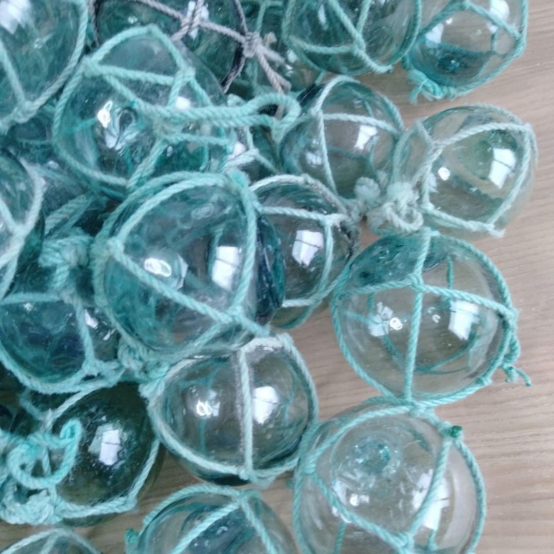 ガラス浮き球　浮き玉　ガラス玉　１００個セット　網紐付き