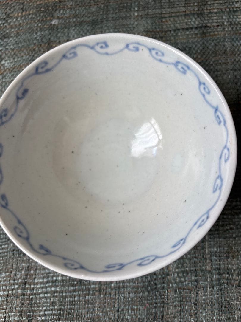 作家さん　飯碗2個セット 青と花模様