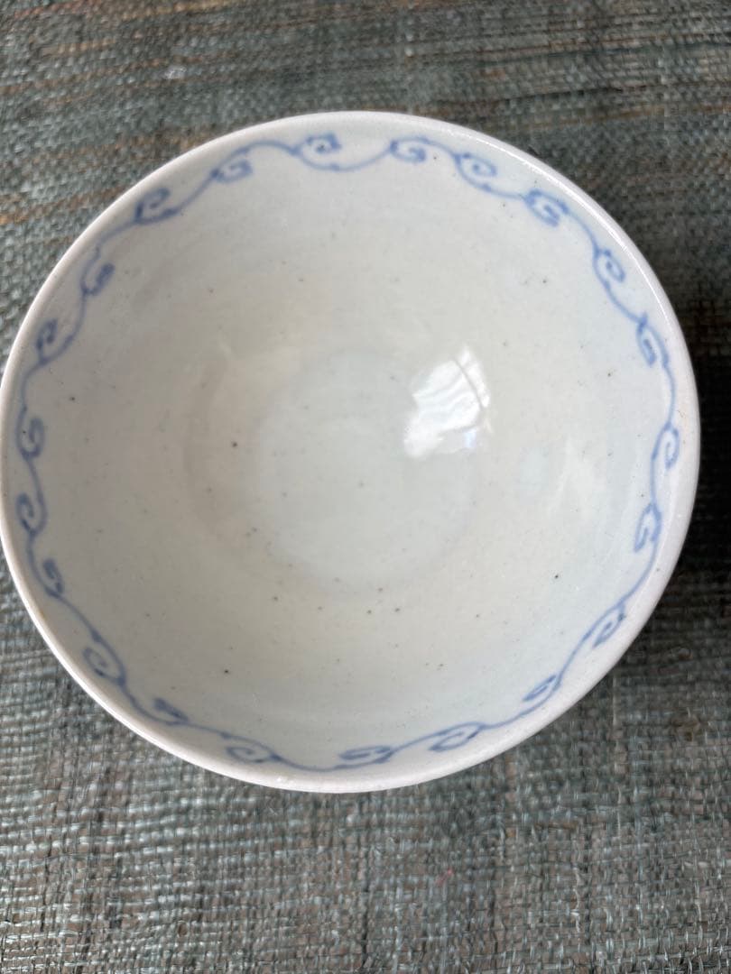 作家さん　飯碗2個セット 青と花模様