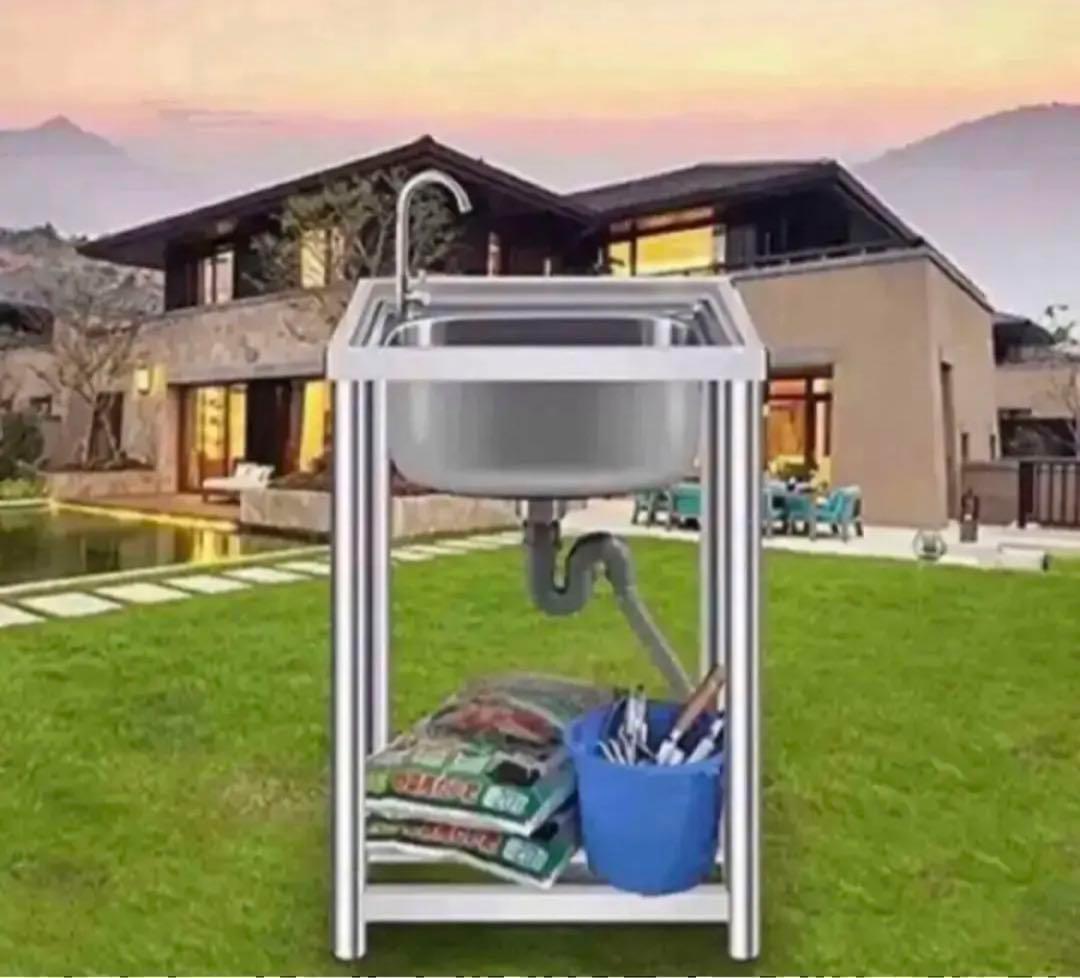 人気　ステンレス簡易流し台 ガーデンシンク 屋外A55B757