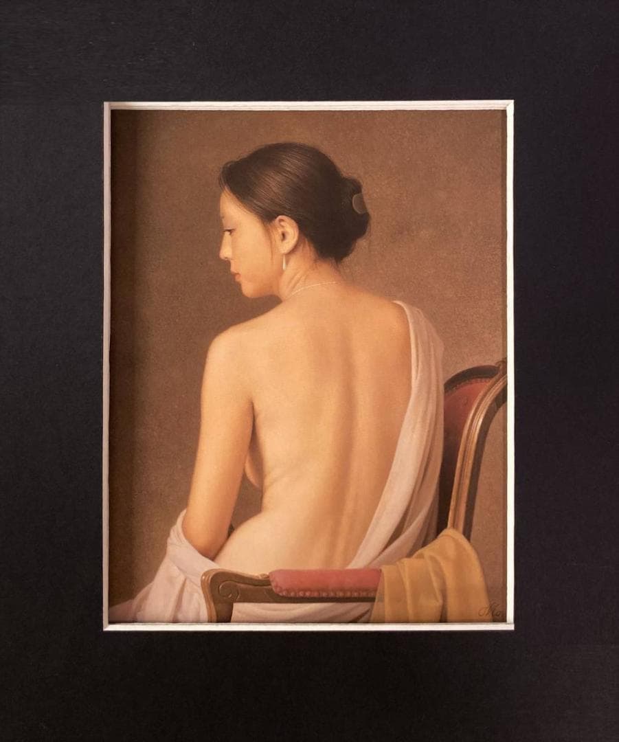 森本草介、【裸婦5】、希少な画集より、新品額装付、マット額装付き