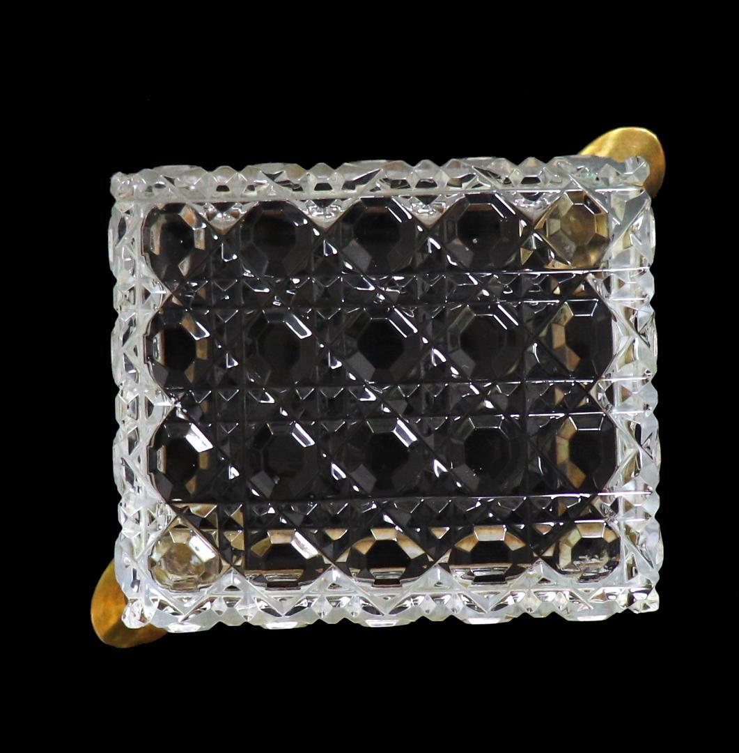 オールド・バカラ ブロンズ装飾 リーフ文 スクエア型 灰皿 小物入れ ディアマン