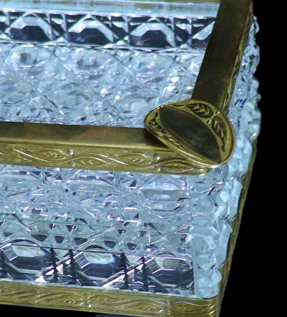 オールド・バカラ ブロンズ装飾 リーフ文 スクエア型 灰皿 小物入れ ディアマン