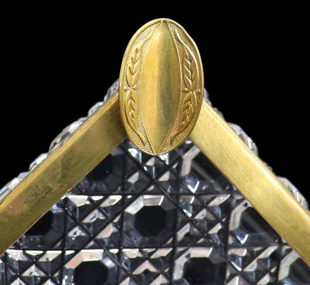 オールド・バカラ ブロンズ装飾 リーフ文 スクエア型 灰皿 小物入れ ディアマン