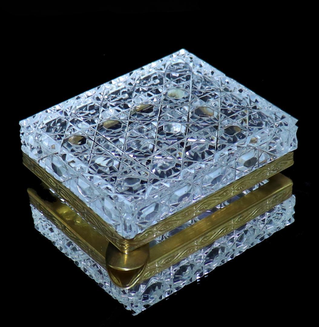 オールド・バカラ ブロンズ装飾 リーフ文 スクエア型 灰皿 小物入れ ディアマン