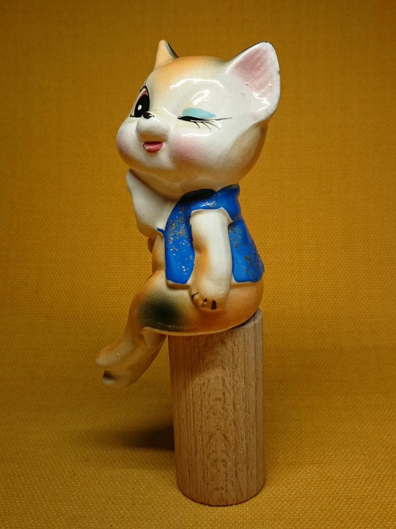 人形　ネコ　ブタ　陶器　オブジェ　置物　インテリア　工芸品　美術品　A1271