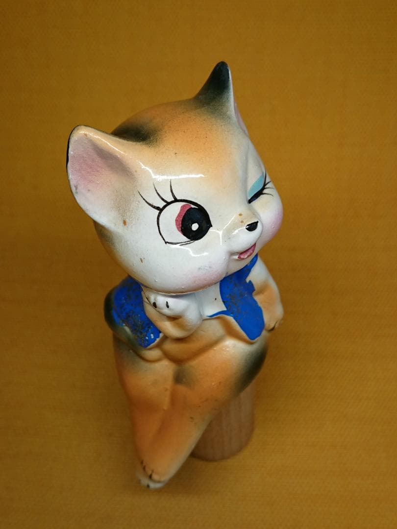 人形　ネコ　ブタ　陶器　オブジェ　置物　インテリア　工芸品　美術品　A1271