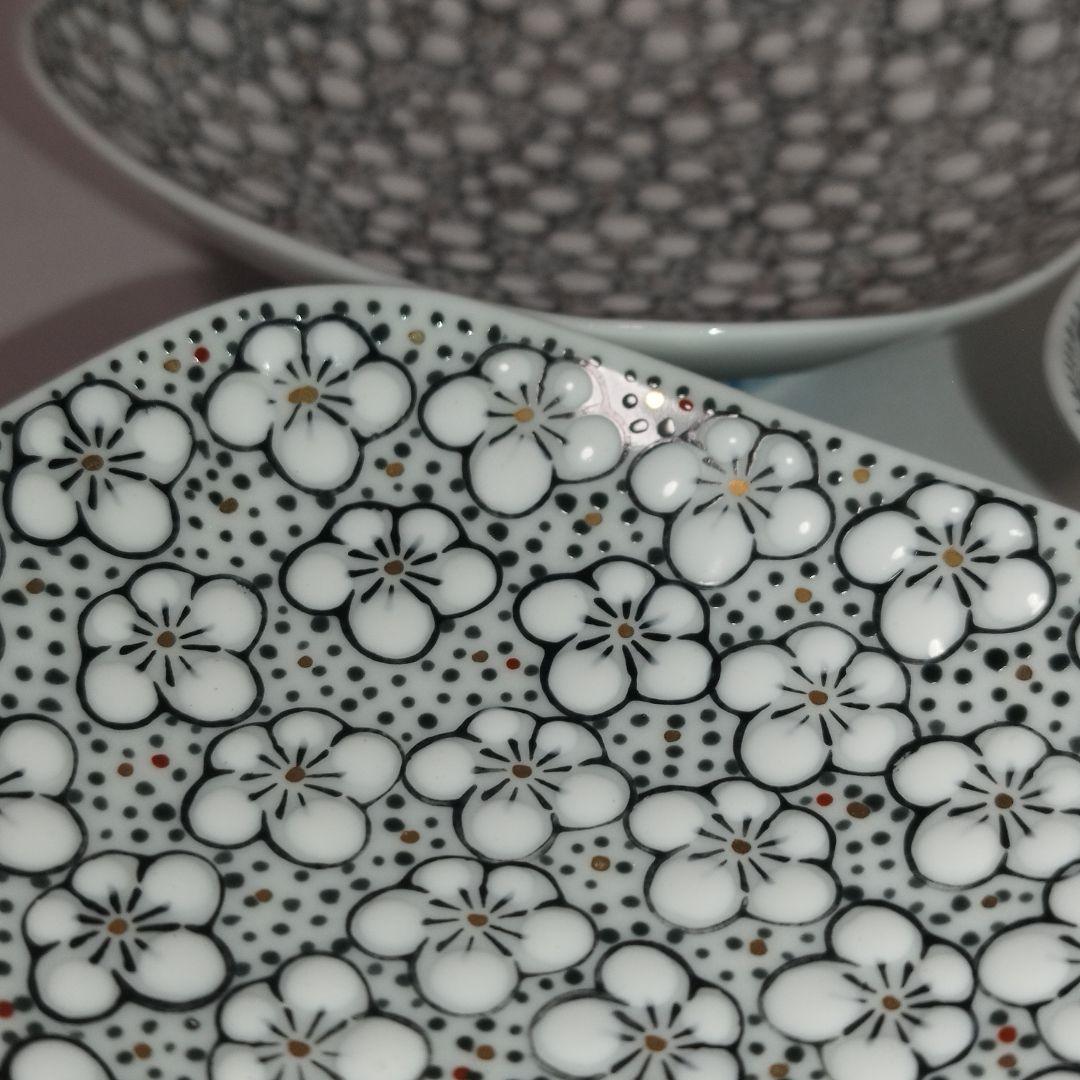 【未使用】畑萬陶園　玉彩梅詰　角皿　8.5cm　小皿　５枚セット