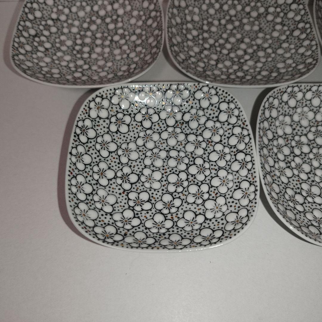 【未使用】畑萬陶園　玉彩梅詰　角皿　8.5cm　小皿　５枚セット