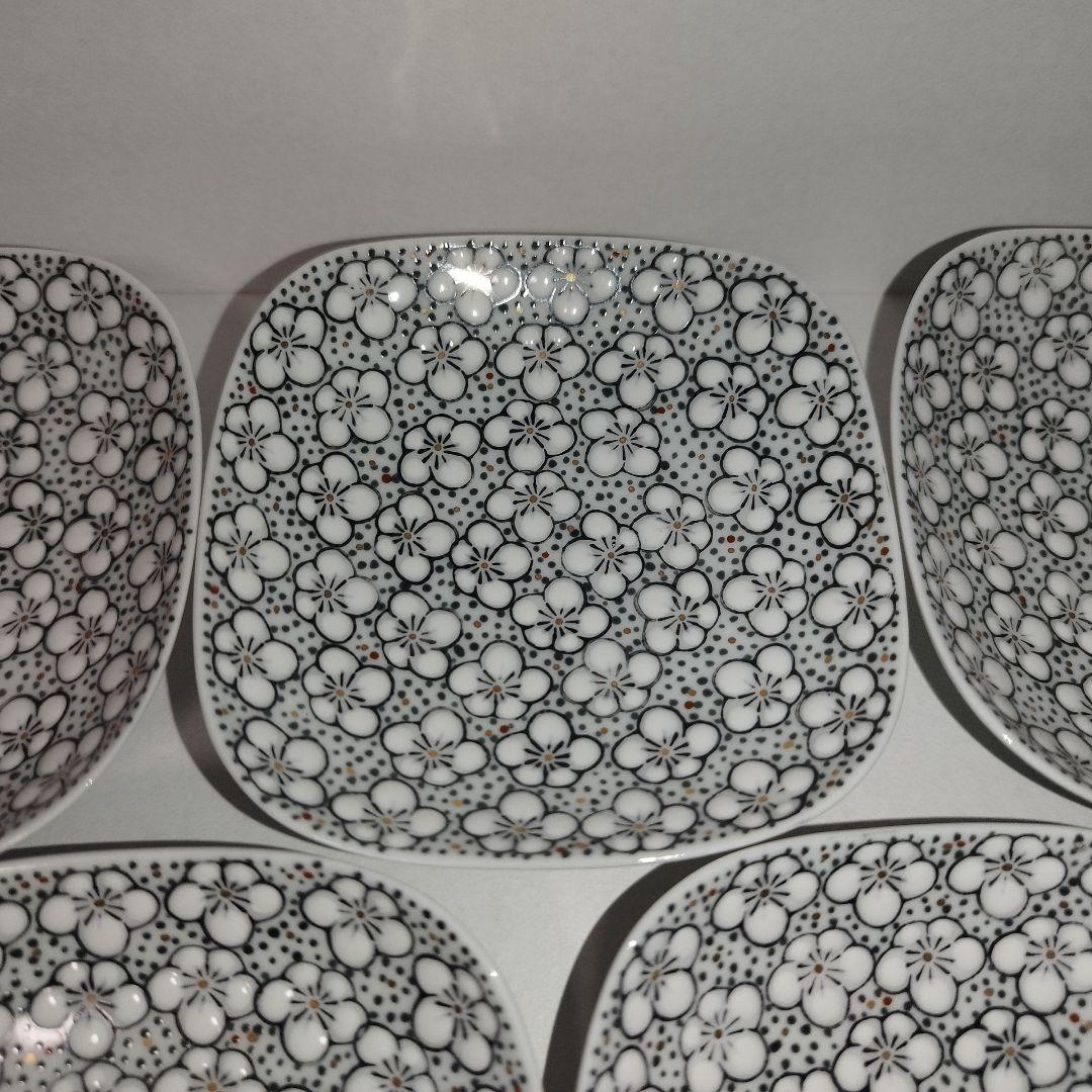 【未使用】畑萬陶園　玉彩梅詰　角皿　8.5cm　小皿　５枚セット