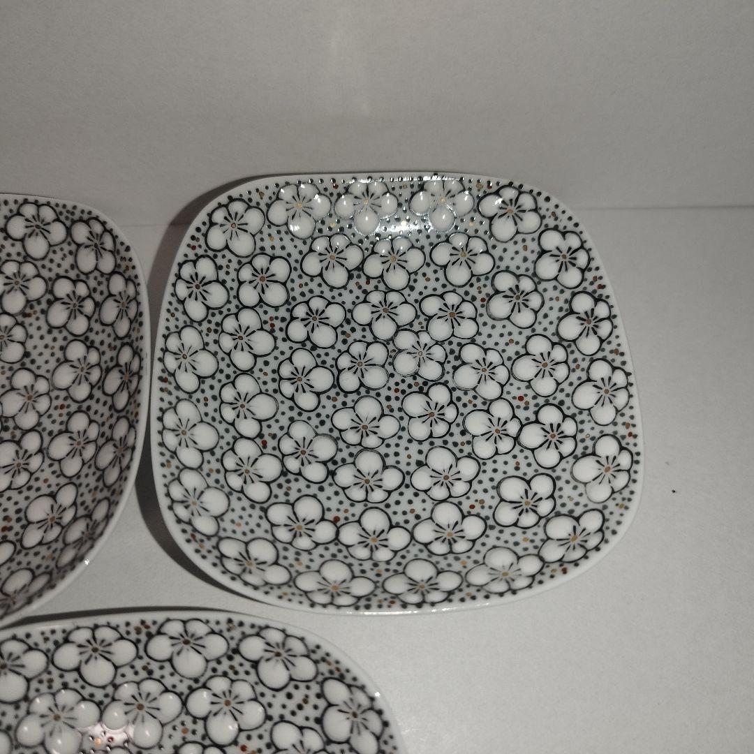 【未使用】畑萬陶園　玉彩梅詰　角皿　8.5cm　小皿　５枚セット