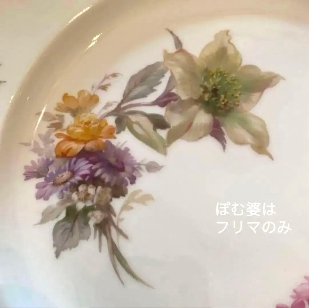 KPMベルリン】印象主義「花と蝶」 金彩 レリーフ 皿／ディナー 1