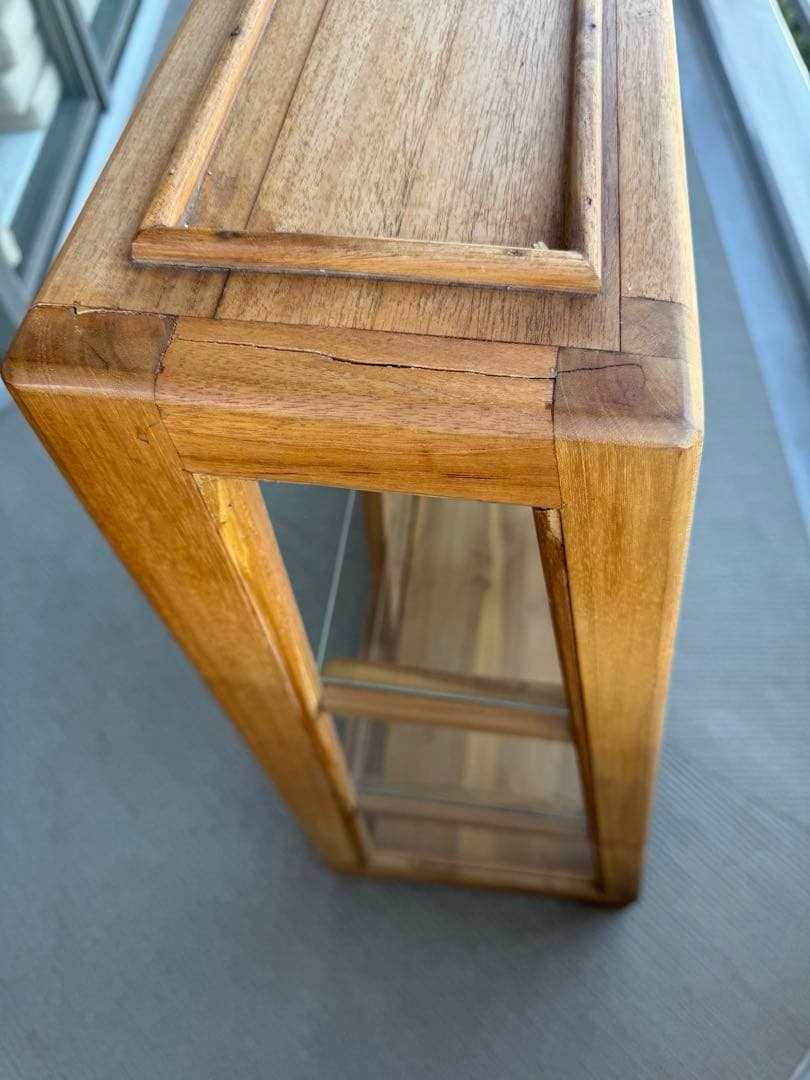 木製ガラスキャビネット　アンティーク　カフェ風