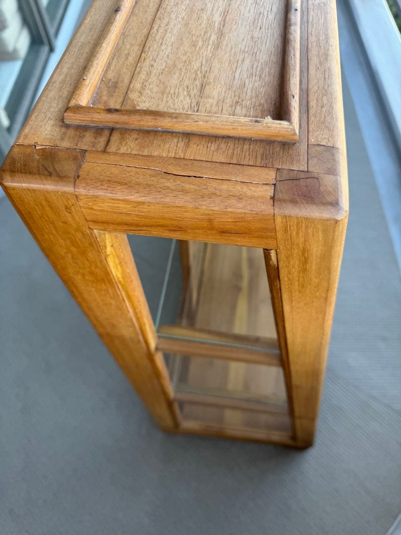 木製ガラスキャビネット　アンティーク　カフェ風