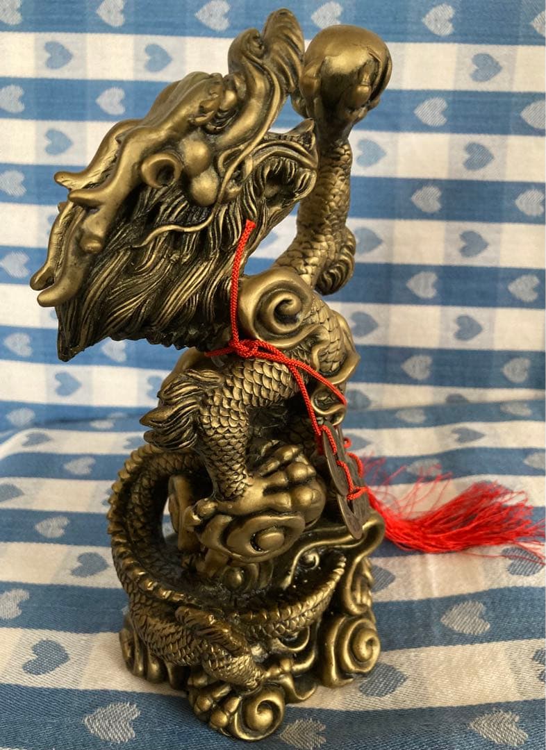 風水 開運 玉を捧げる龍 金属製 迫力ある重量感 財力強運を引き寄せる置物