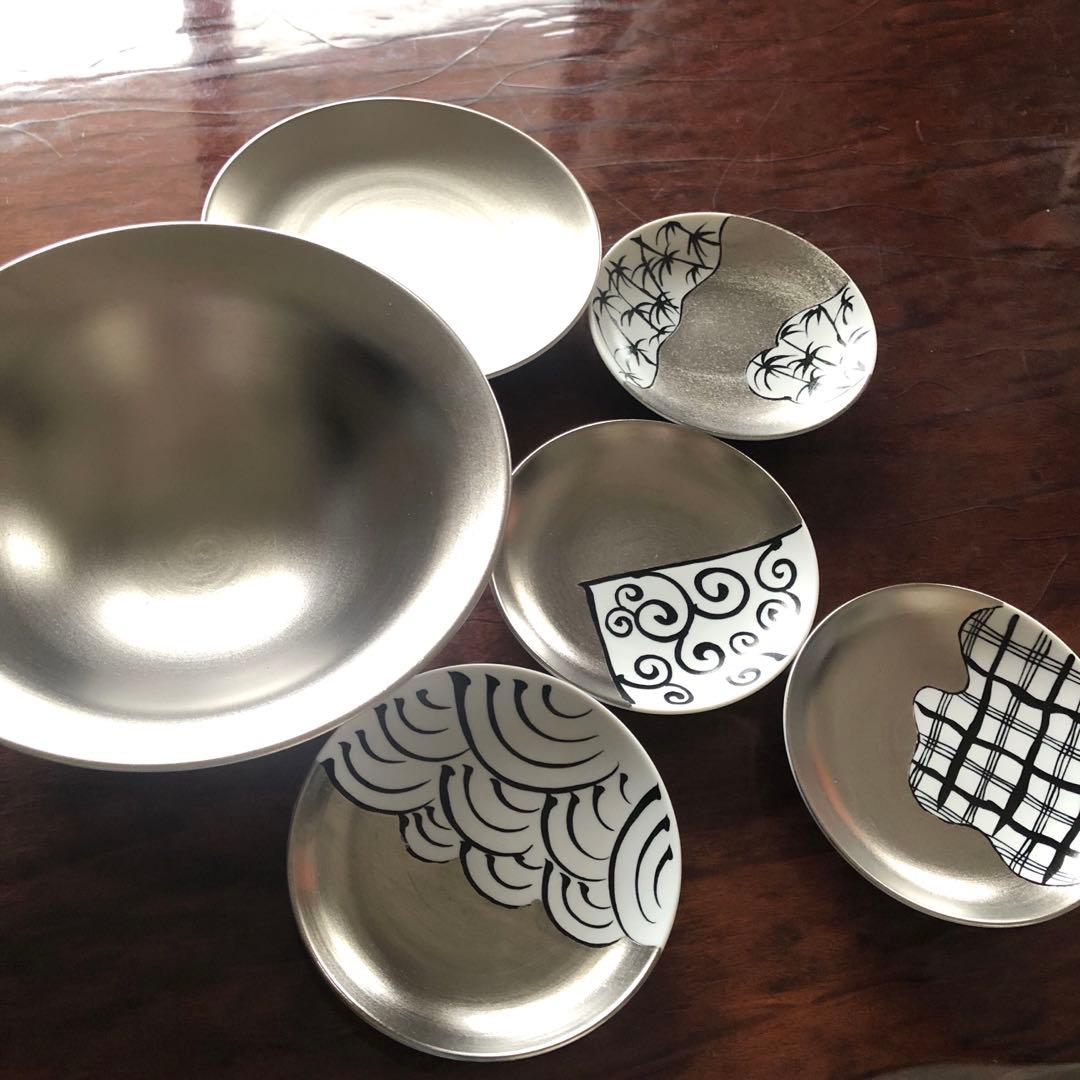 アリタポーセリンラボJAPAN プラチナ中盛皿、銘々皿「繁栄」四枚　新品