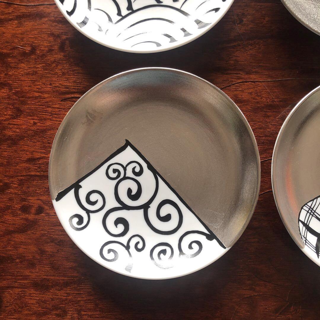 アリタポーセリンラボJAPAN プラチナ中盛皿、銘々皿「繁栄」四枚　新品