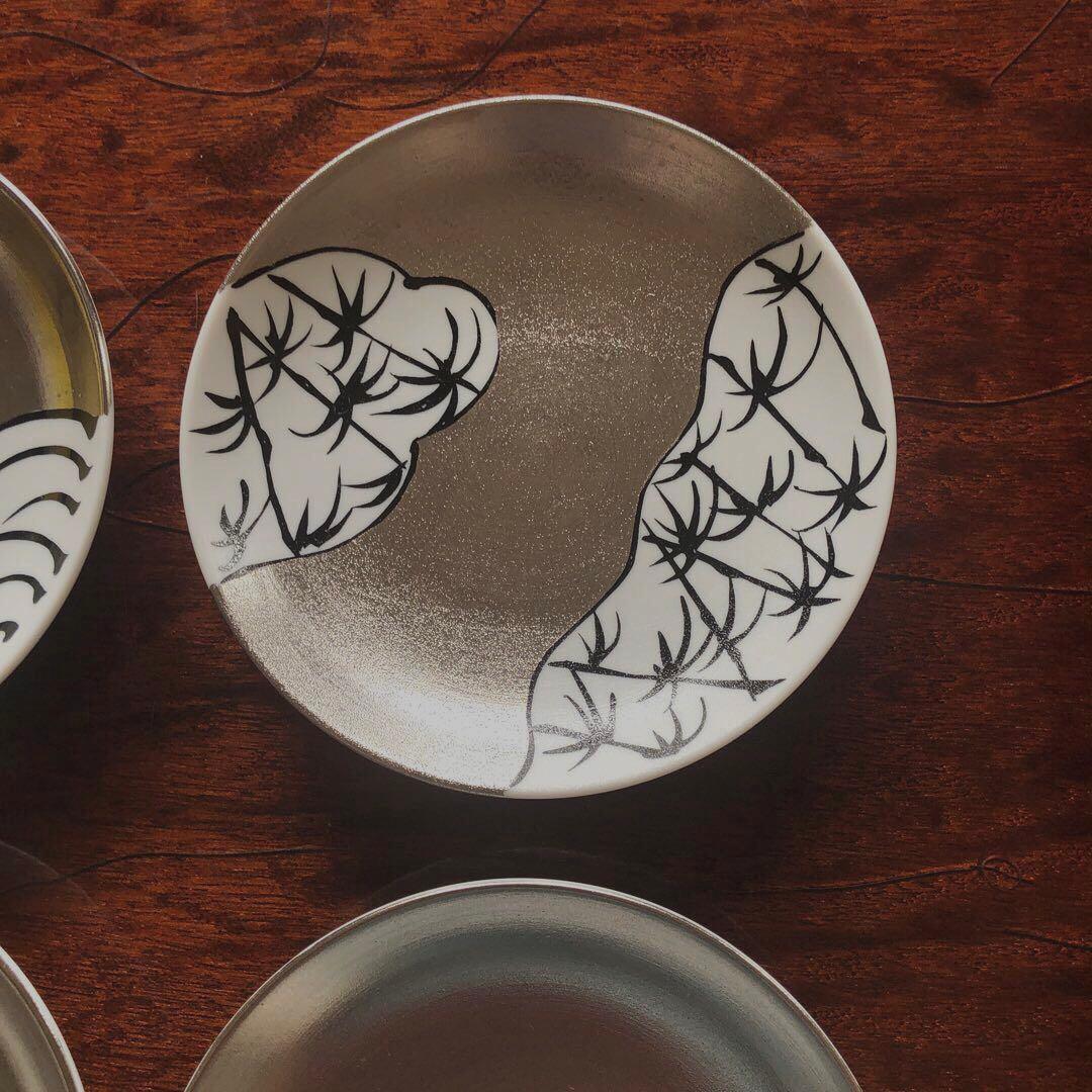 アリタポーセリンラボJAPAN プラチナ中盛皿、銘々皿「繁栄」四枚　新品