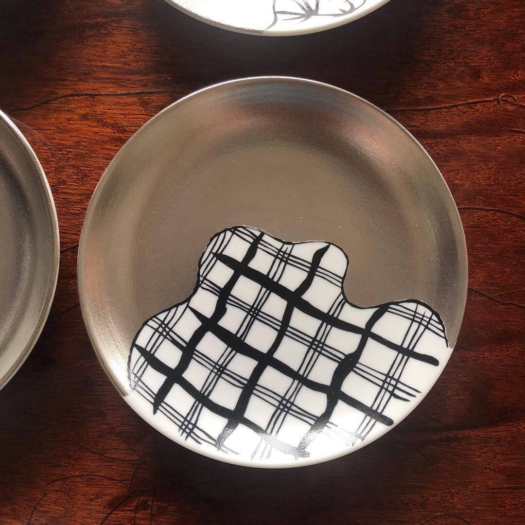 アリタポーセリンラボJAPAN プラチナ中盛皿、銘々皿「繁栄」四枚　新品