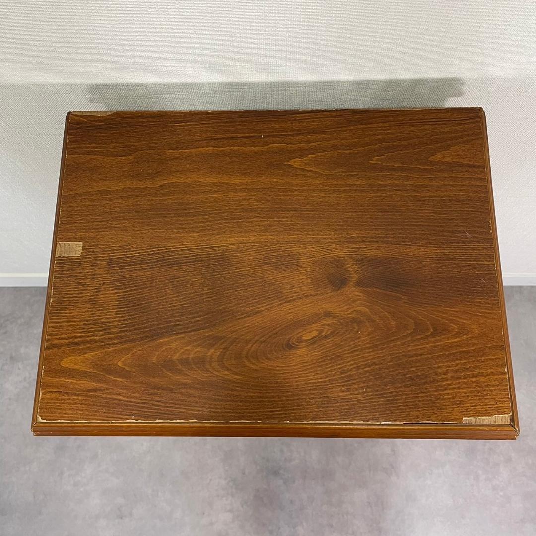 ヴィンテージ 木製 電話台 ガラス扉 キャビネット 飾り棚 花台 収納棚 レトロ