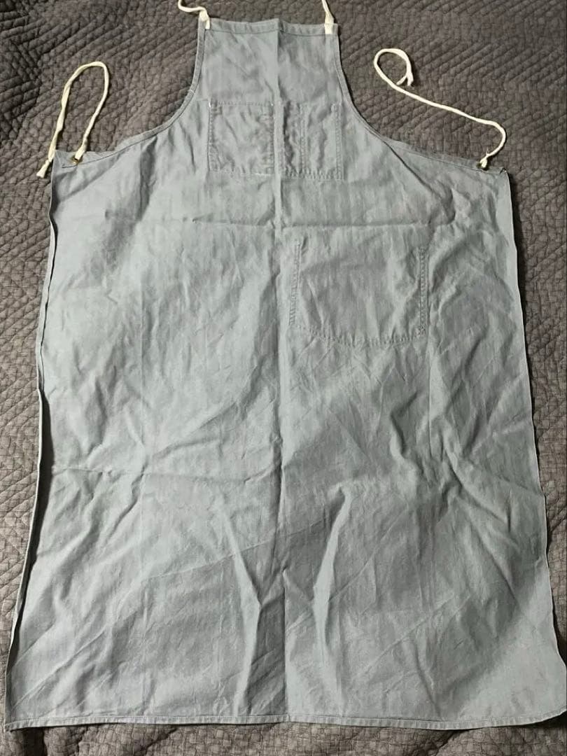 ビンテージ　グレーヘリンボーン生地エプロンCLEAN UP FOR SAFETY