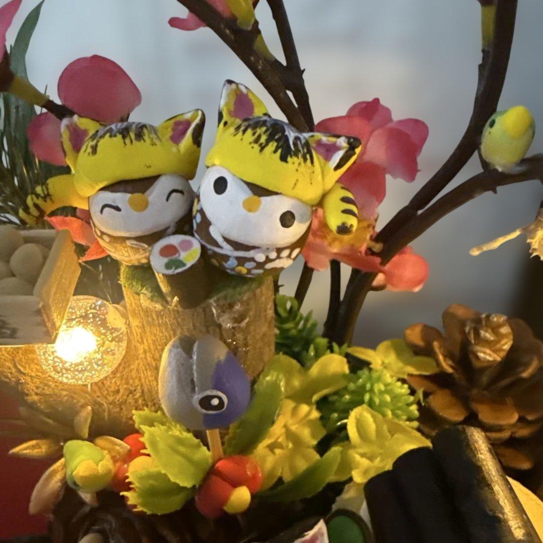 どんぐりアート♡2026年度節分　猫帽子BIGオブジェ　一点物♡