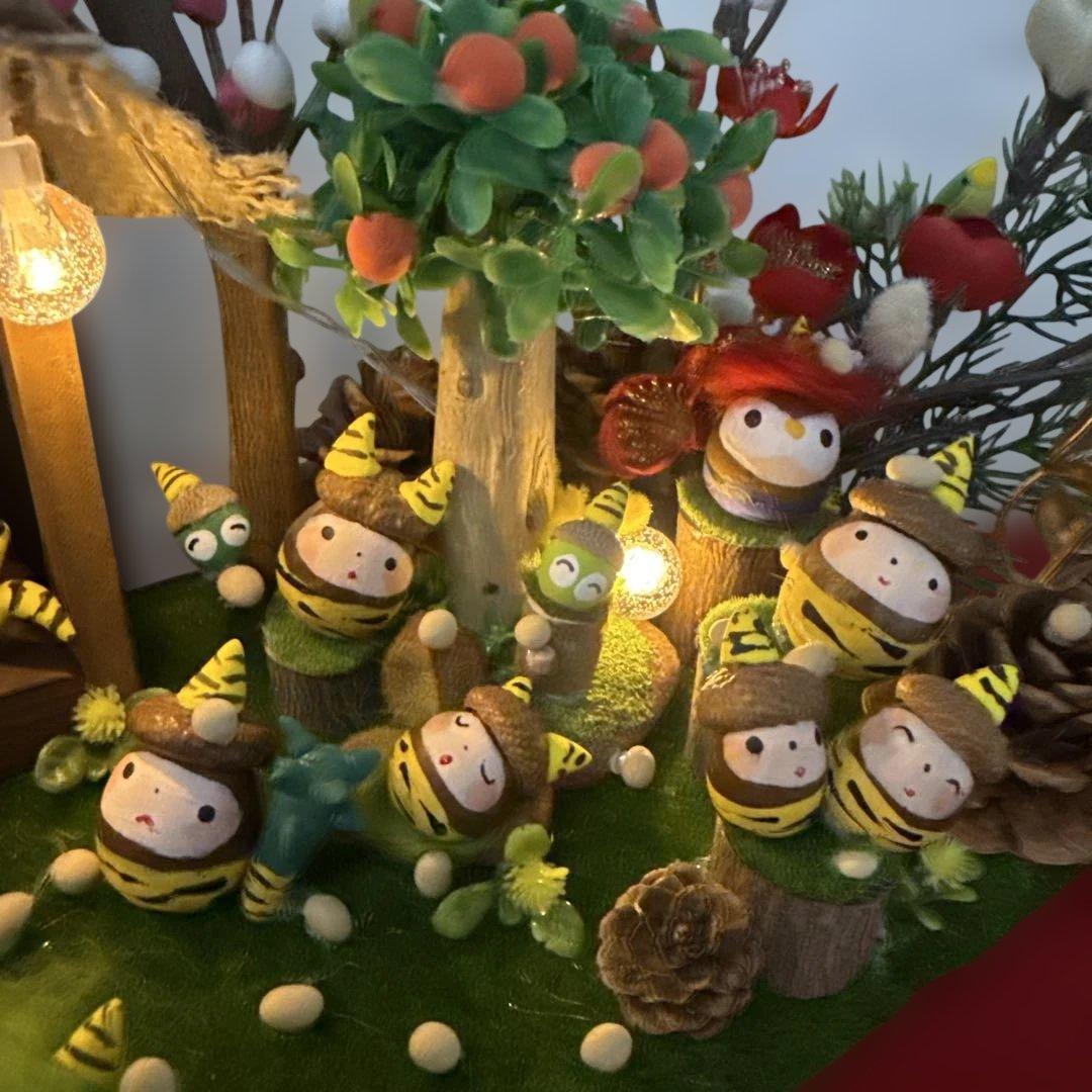 どんぐりアート♡2026年度節分　猫帽子BIGオブジェ　一点物♡