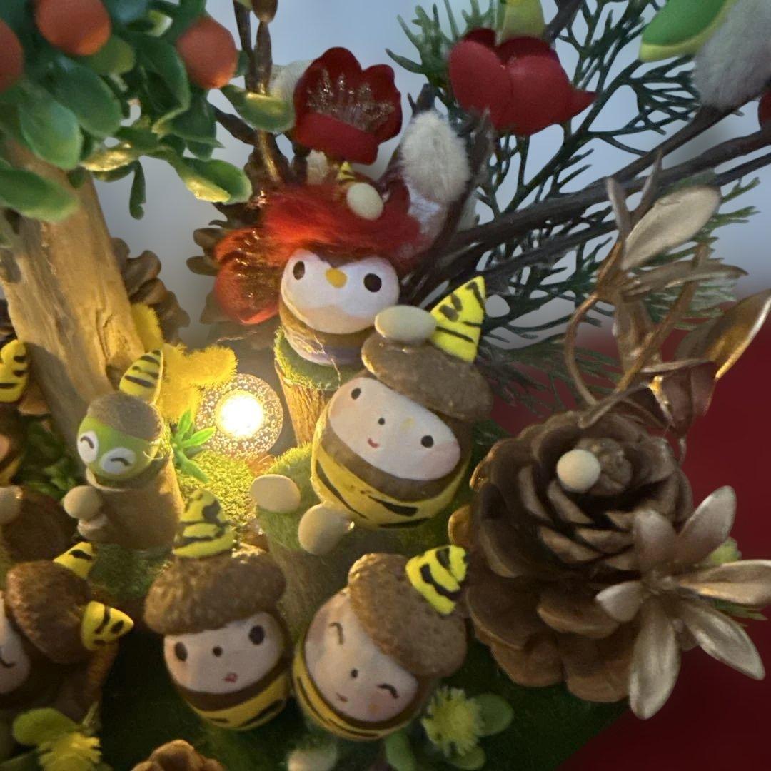 どんぐりアート♡2026年度節分　猫帽子BIGオブジェ　一点物♡