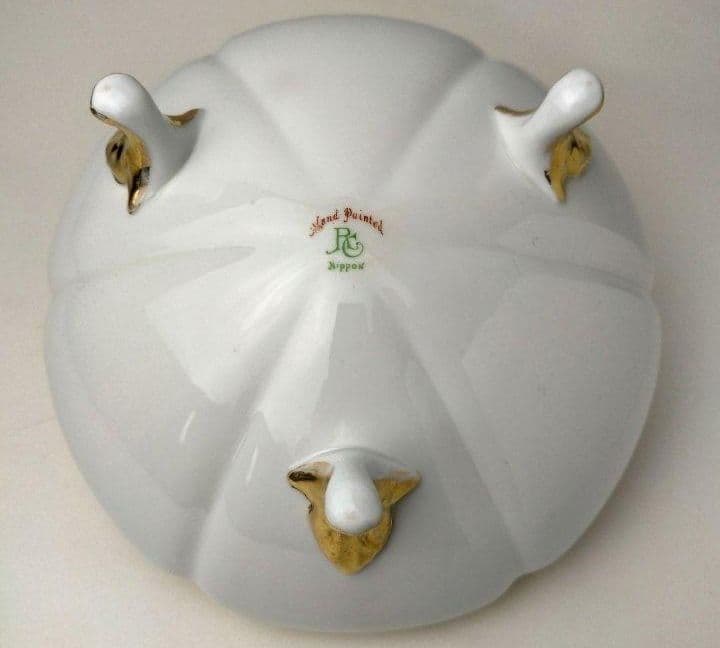 高級RC刻印★美品「オールドノリタケ金彩点盛り上げ 花絵鉢