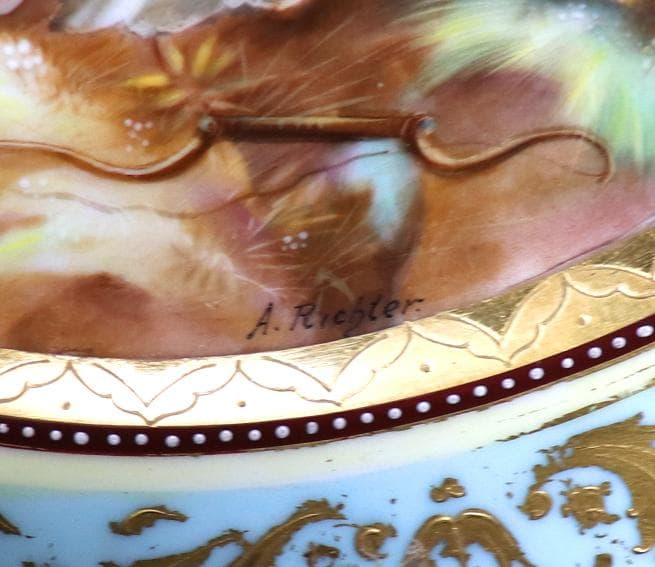 ロイヤル・ヴィエナ 西洋陶磁最高級!! 一点物 金盛装飾 飾り皿 著名な