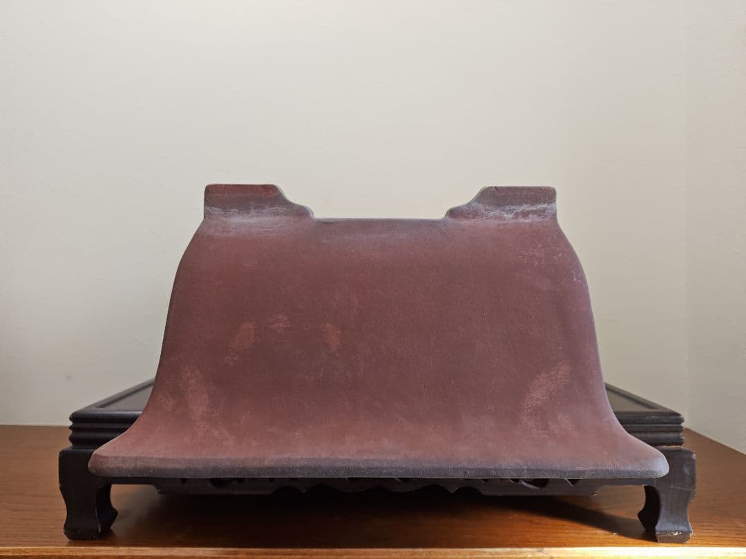 赤色長方形陶器鉢　希少サイズ　超大型 約61cmx39cm×20.5cm