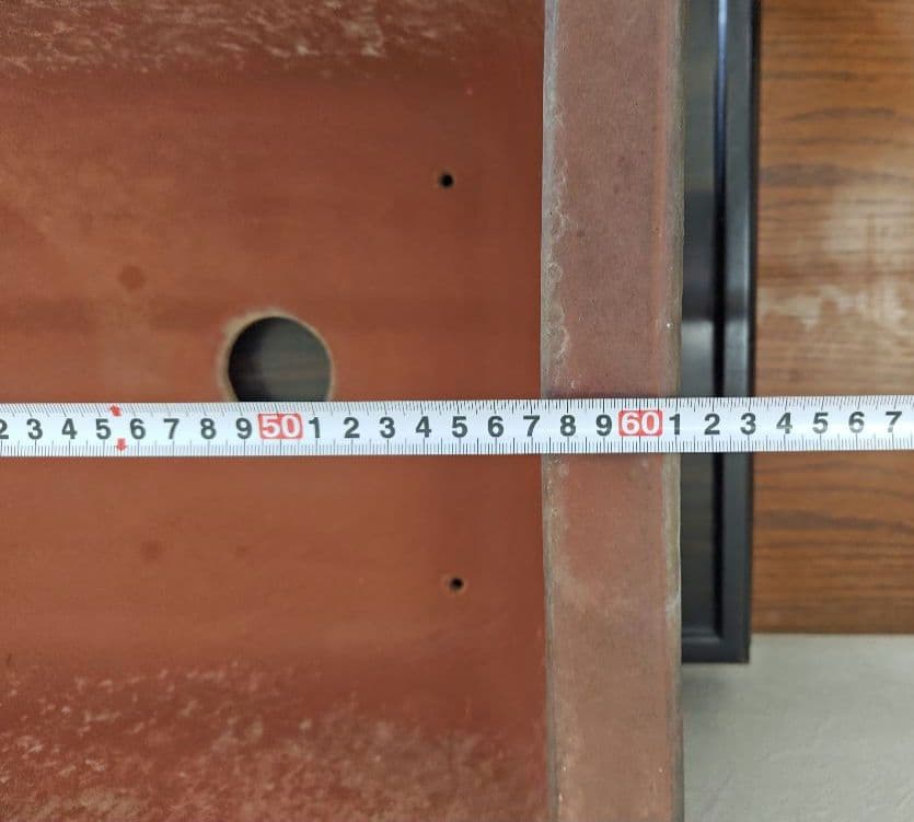 赤色長方形陶器鉢　希少サイズ　超大型 約61cmx39cm×20.5cm