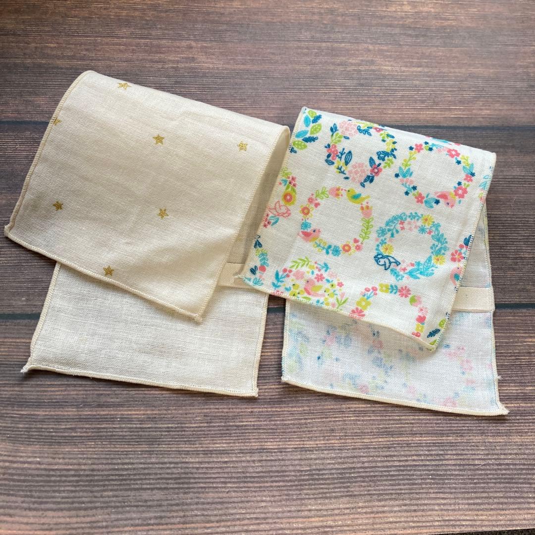 リコーダー用ガーゼ 2枚セット オフ星ラメとお花 ハンドメイド