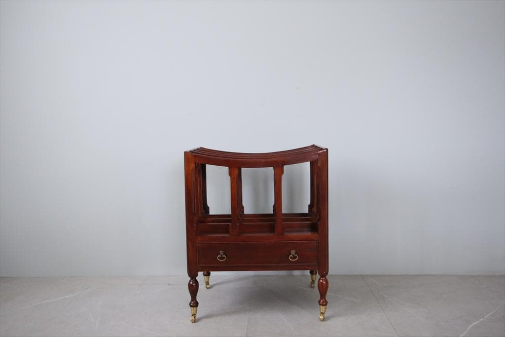 英国アンティーク木製マガジンラック/カンタベリー/本立て/雑誌本棚(88-1)