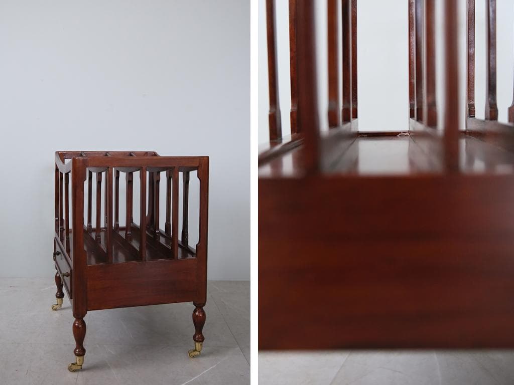 英国アンティーク木製マガジンラック/カンタベリー/本立て/雑誌本棚(88-1)