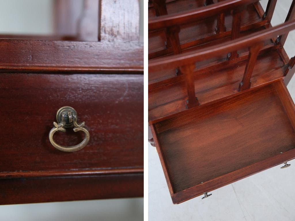 英国アンティーク木製マガジンラック/カンタベリー/本立て/雑誌本棚(88-1)